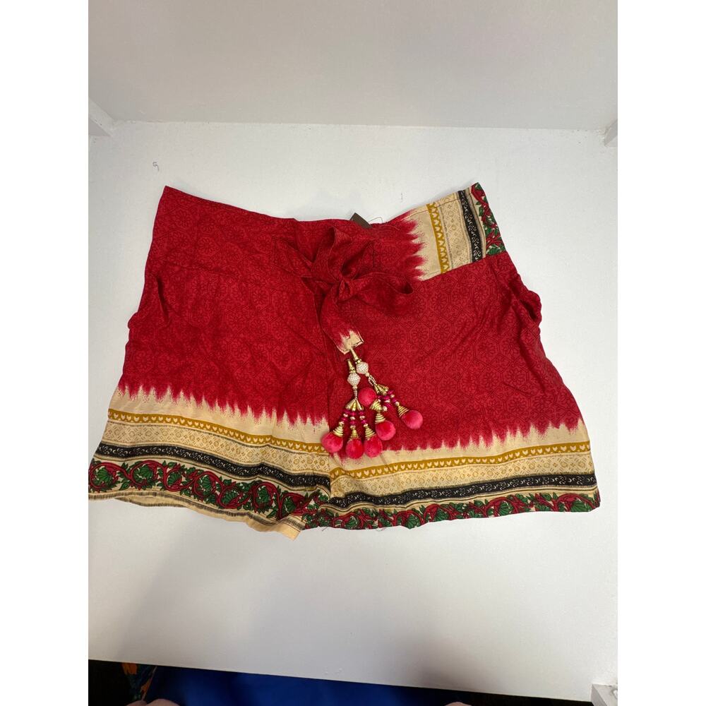 Junglee Bille Bohemian Red Gold Tassel Trim Festival Shorts Women’s NEW - Picture 3 of 8